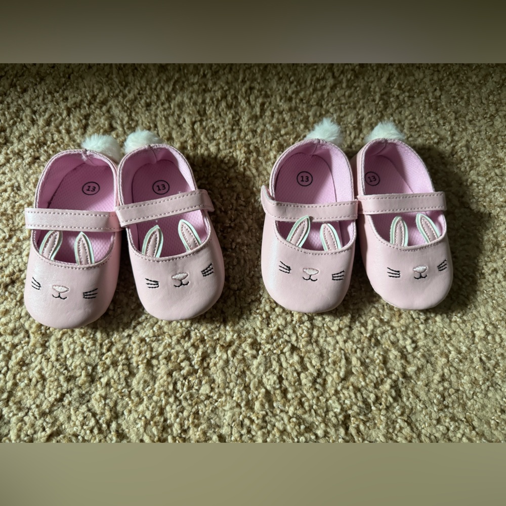 TWIN BUNDLE / Pink Bunny Kids Shoes - Picture 1 of 9